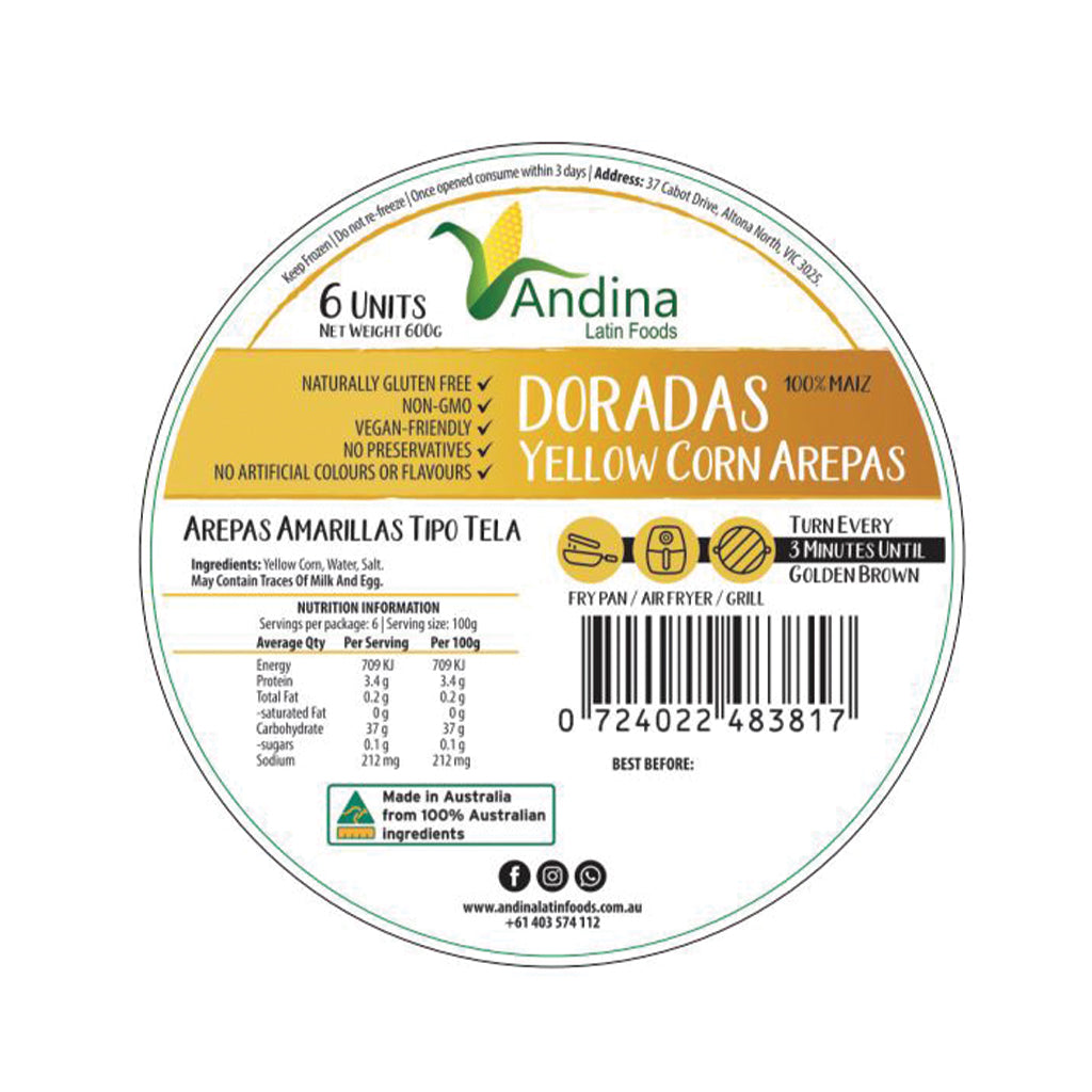 Yellow Corn Arepa Doradas x6 (600g)