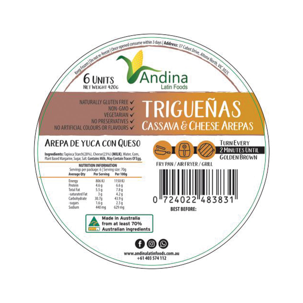 Cassava & Cheese Arepas Triguenas x6 (420g)